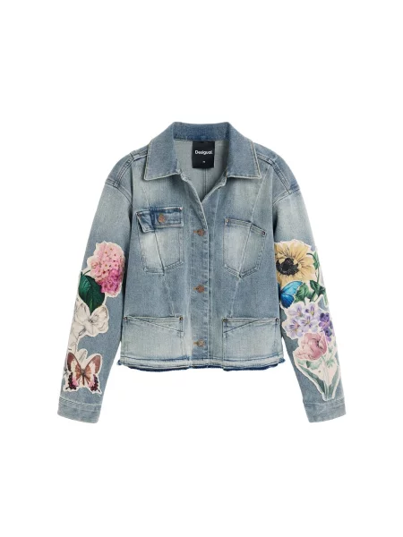 Desigual Prehodna jakna moder denim / zelena / roza bela