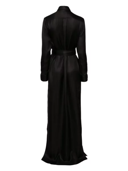 Rochie tip cămașă Tom Ford de mătase de costum negru