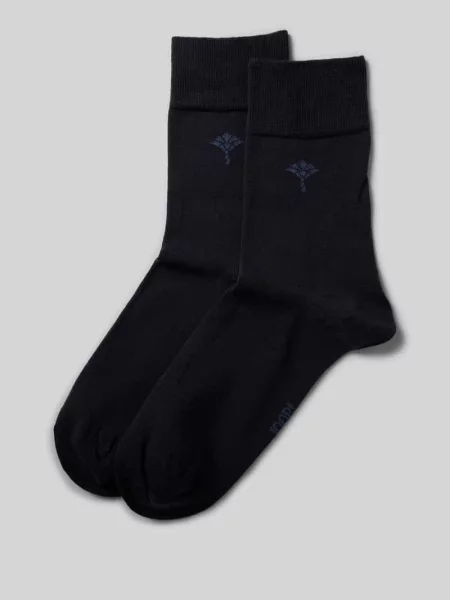 Skarpety JOOP! Collection;Mieszanka bawełny ekologicznej z dodatkiem streczu;Zestaw 2 szt.;Nadruk z logo;Elastyczne prążkowane ściągacze