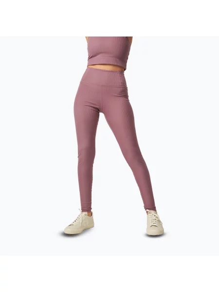 Legginsy treningowe Girlfriend Collective Rib pewter różowe