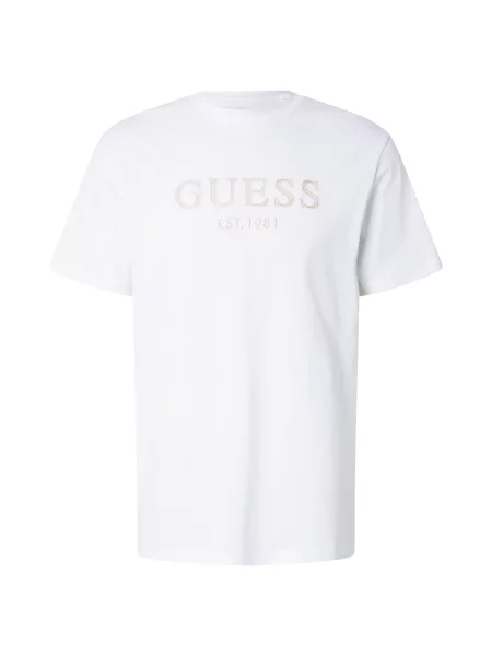 GUESS Tricou bej alb