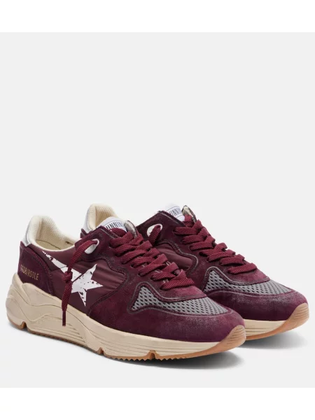 Trčanje top Golden Goose od brušene kože zlatna