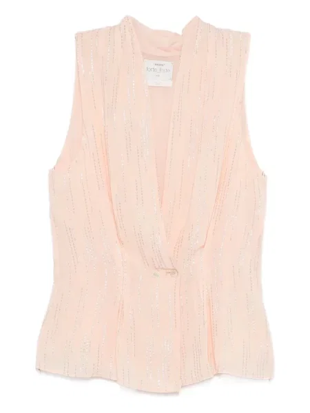 Top Forte_forte fără mâneci drapat roz