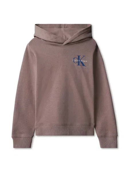 Calvin Klein Jeans mikina s kapucňou detská hnedá
