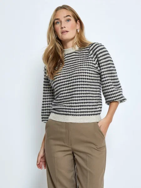 Peppercorn Pulover Camilla gri deschis negru