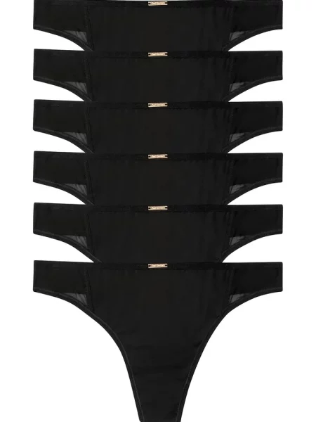 Stringi z kolekcji Feel Comfort z mikrofibry 6 par czarne