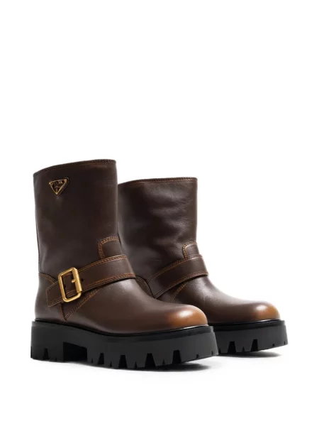 Botine Prada din piele maro