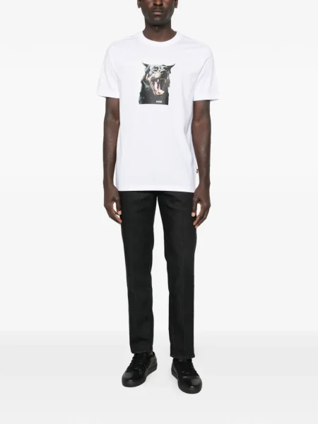 Tricou Boss cu imagine alb