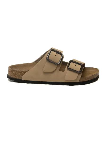 Klapki Birkenstock skórzane beżowe