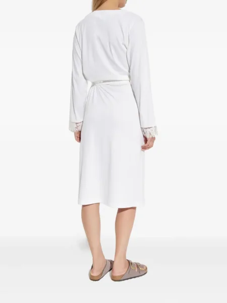 Sukienka midi Hanro koronkowa do kolan kopertowa biała