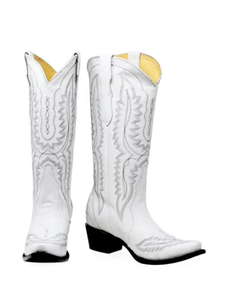 Botine Nortalie din piele alb