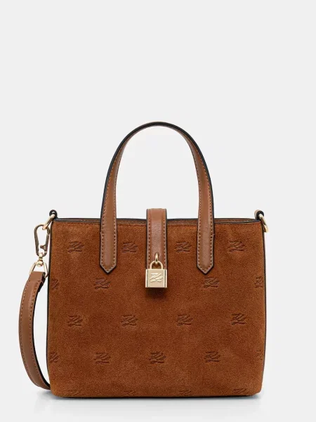 Замшевая сумка Karl Lagerfeld K/Autograph с автографом коричневая