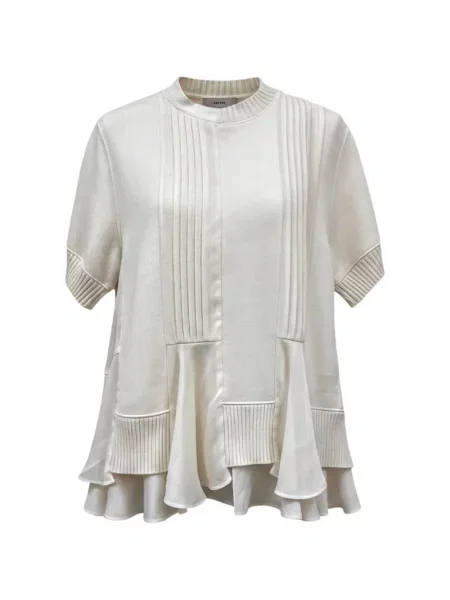 Tricou Sacai cu volane alb