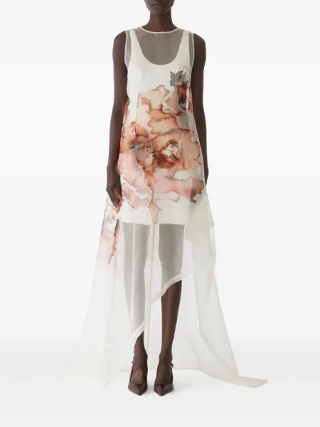 Sukienka Jason Wu Collection w kwiatki z organzy garniturowa biała