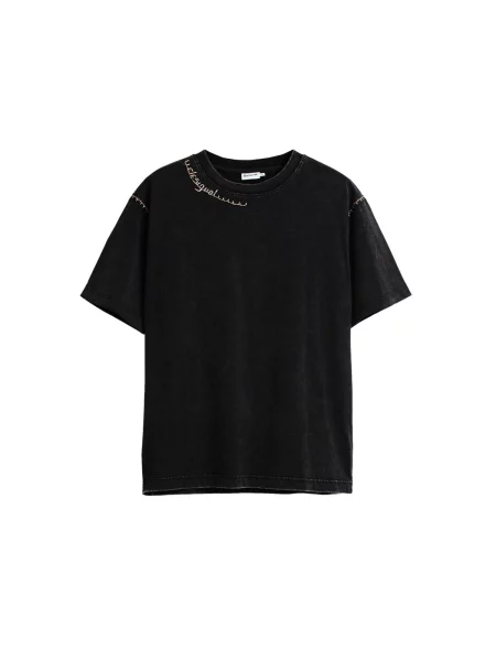 Desigual Tricou crem negru