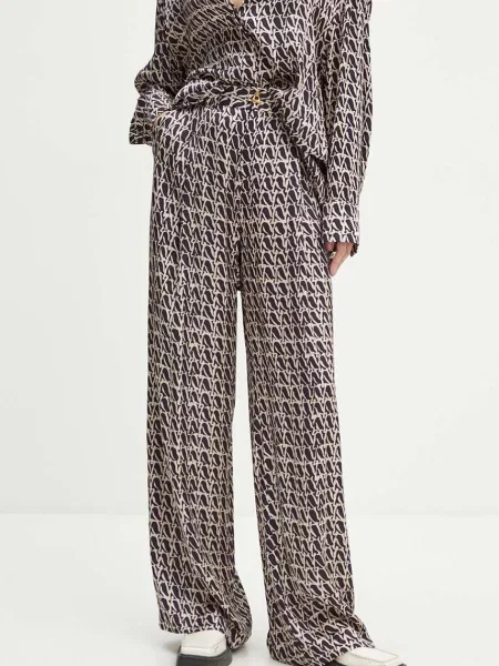 AERON pantaloni femei drept high waist maro