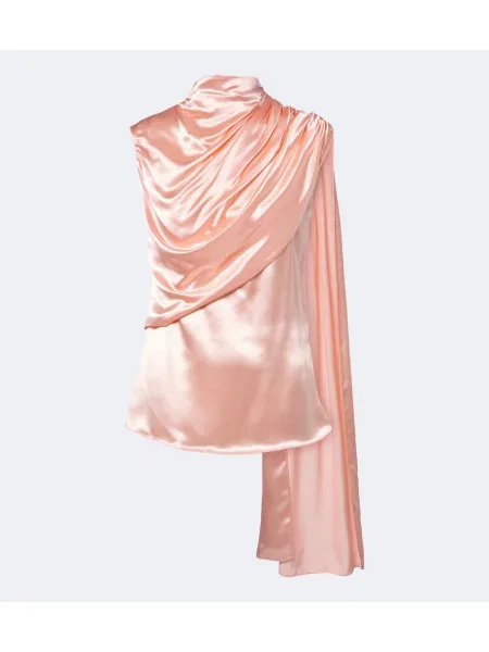 Top Mugler din satin drapat roz