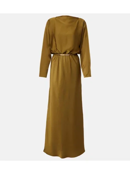 Rochie de cocktail Max Mara din satin de costum verde