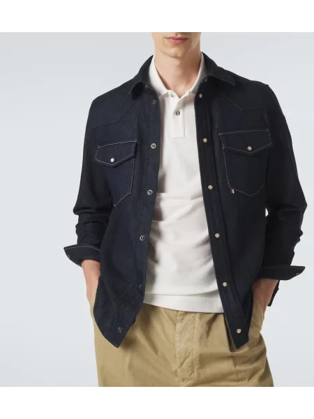 Tricou polo Moncler din piele alb