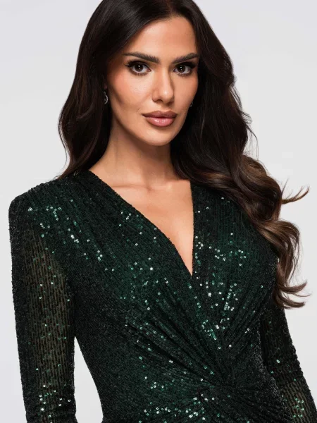 Rochie de seară Edoti de costum verde