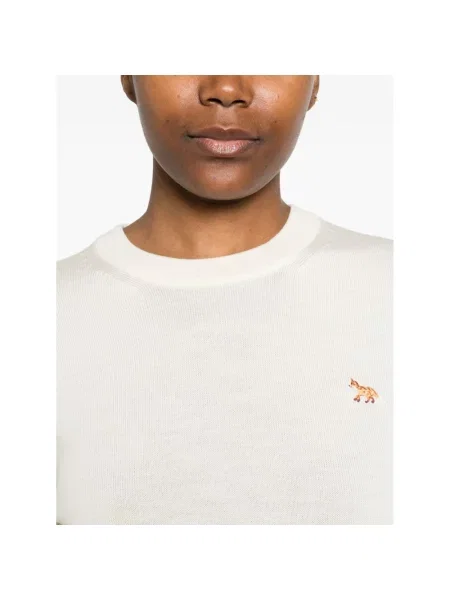 Sweter Maison Kitsune wełniany beżowy