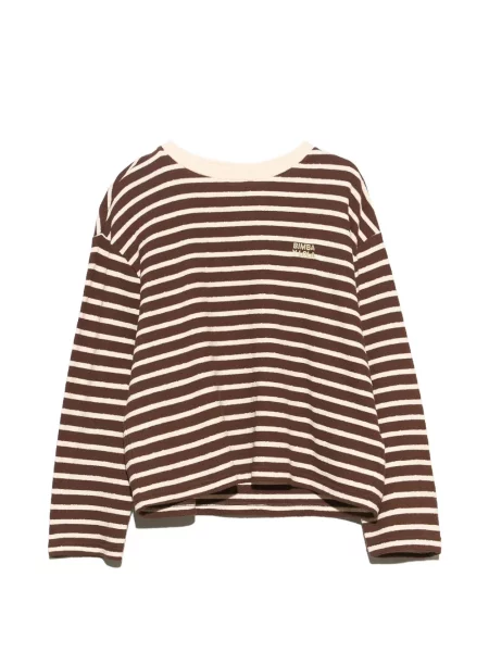 Lung tricou Bimba Y Lola cu dungi din material terry maro
