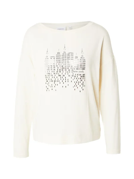 COMMA Tricou crem / argintiu
