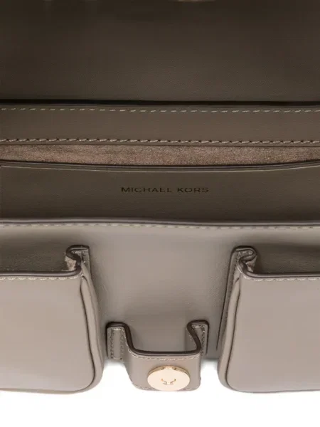 Geanta de piele Michael Michael Kors din piele cu cataramă gri