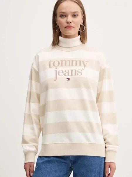 Суитчър Tommy Jeans с принт бежово