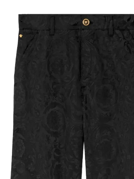 Gėlėtos žakardinis kelnės Versace juoda