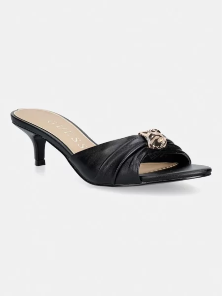 Papuci Guess cu toc jos negru