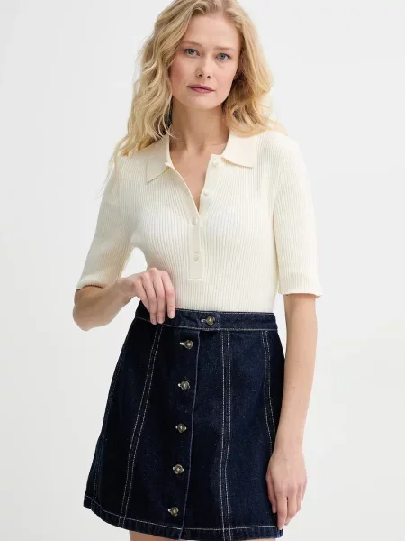 Тениска с яка A.P.C. polo danae бежово