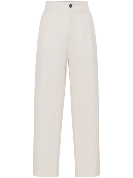 Сhinosy Brunello Cucinelli plisowane białe