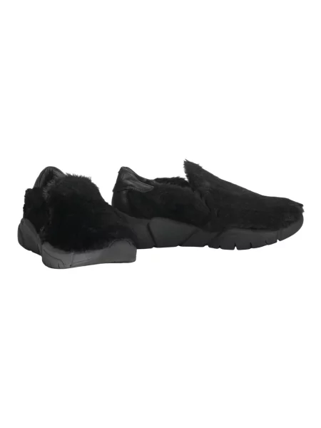 Sneakersy Moschino wsuwane z futerkiem czarne