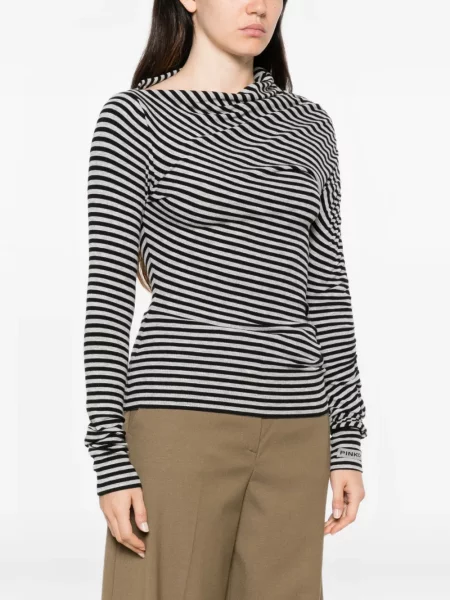 Tricou Pinko cu dungi drapate gri