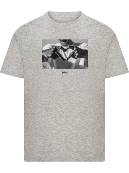 Mister Tee Tricou Heart Sign gri amestecat / negru alb