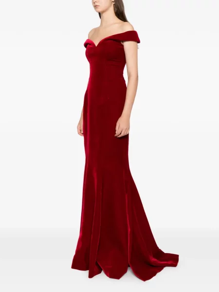 Rochie Saiid Kobeisy de catifea de costum roșu
