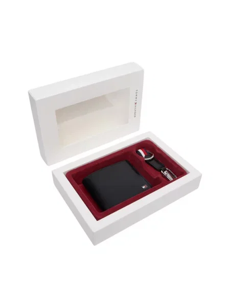Tommy Hilfiger set de portofel și breloc pentru bărbați din piele negru