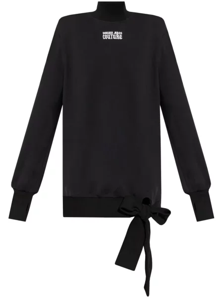 Sukienka jeansowa Versace Jeans Couture z nadrukiem garniturowa czarna