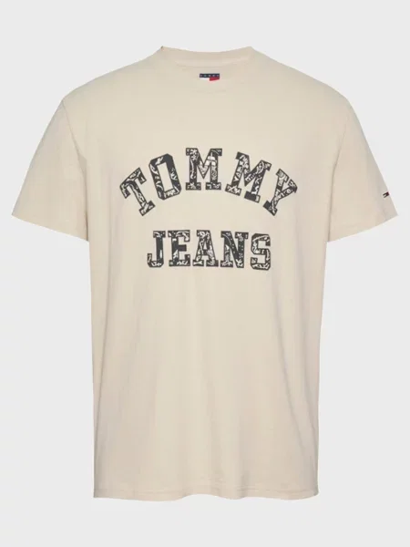 Футболка Tommy Jeans с узором пейсли бежевая