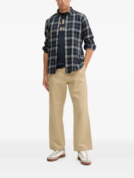 Tricou Barbour cu broderie albastru
