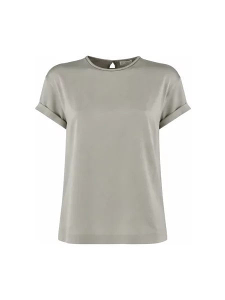 Bluzka Brunello Cucinelli z krótkim rękawem szara