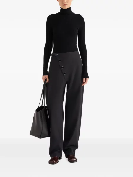 Μάλλινο παντελόνι Proenza Schouler με τροπικά μοτίβα μαύρο