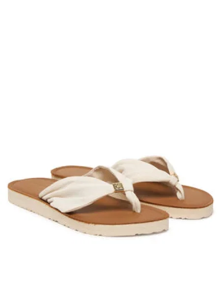 Žabky Tommy Hilfiger Th Ltr Footbed Summer Sandal Écru béžová