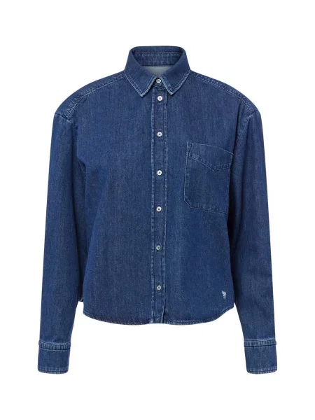 Weekend Max Mara koszula jeansowa OBBIA granatowy regular z kołnierzykiem klasycznym niebieska