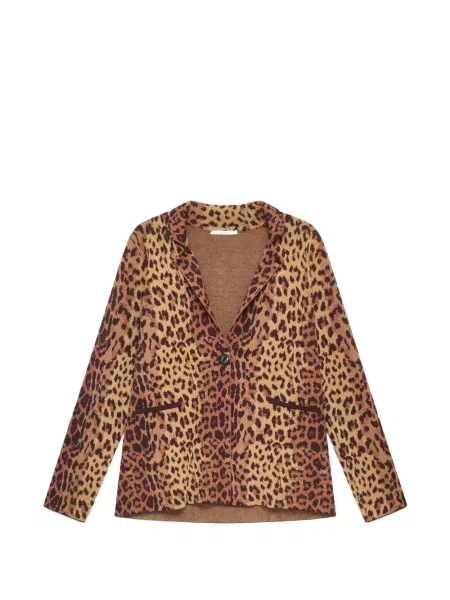 Sacou Maliparmi cu imagine cu model leopard din jacard maro
