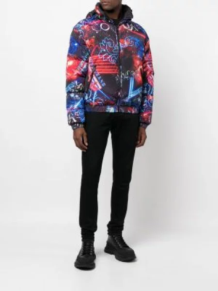 Raštuotas džinsinė striukė Versace Jeans Couture mėlyna