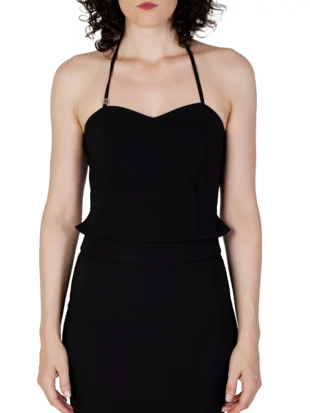 Top Rinascimento z dekoltem halter na ramiączkach czarny