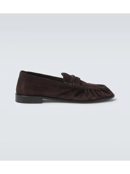 Pantofi loafer Saint Laurent din piele de căprioară maro