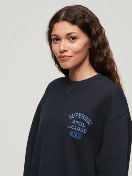 Superdry Sweater majica ATHLETIC morsko / tamno plava